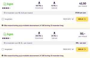 KPN mogelijkheden op Aanbiedercheck.nl